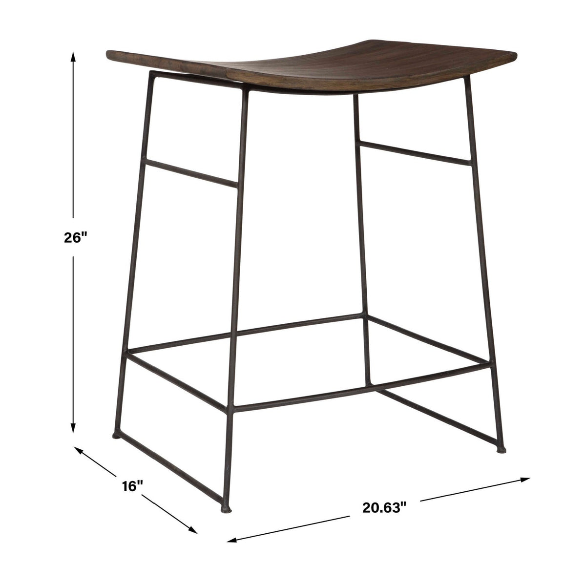 Solid Mango Scooped Counter Stool by Uttermost Thura, alternate view 7