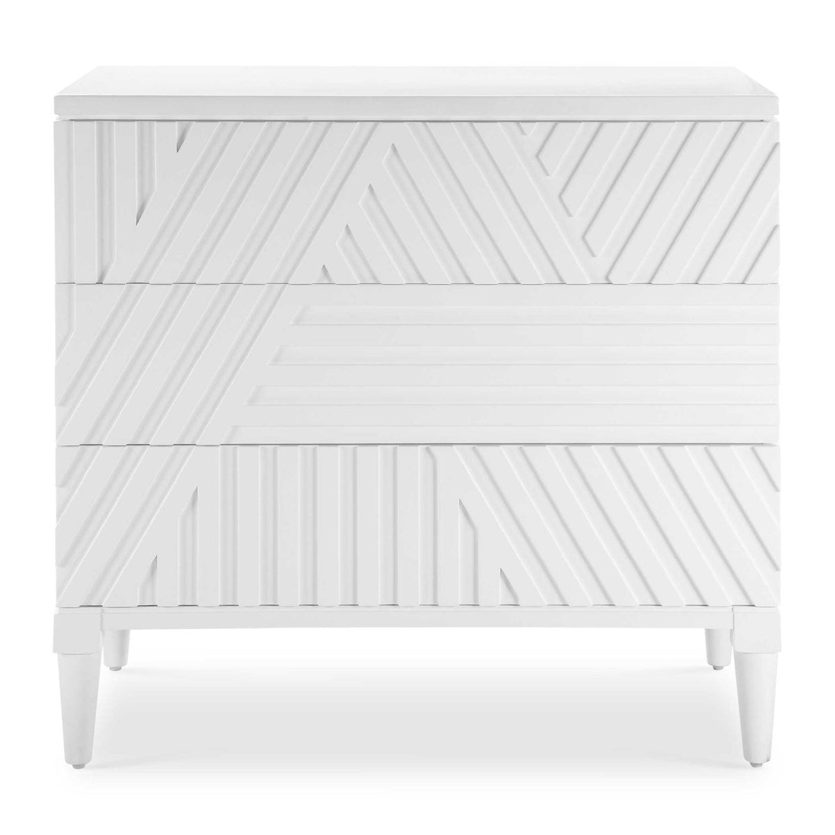 Modern European furniture - Geometric Carved 3-Drawer Chest - www.oroa.com