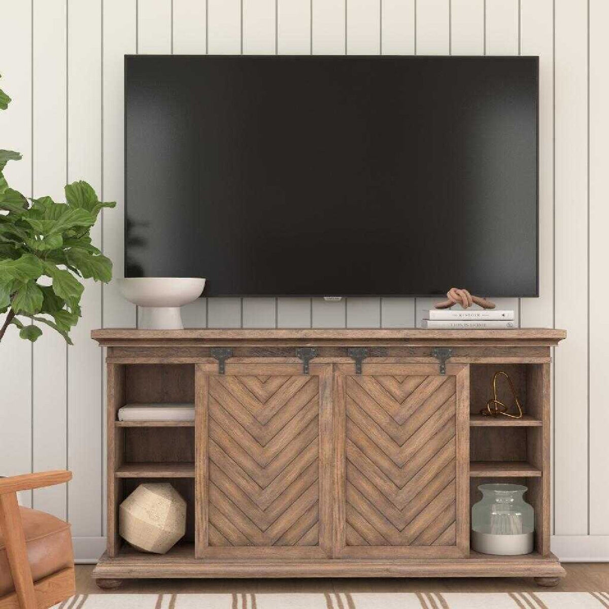 Wooden Chevron Media Console by Uttermost Primalia, alternate view 2