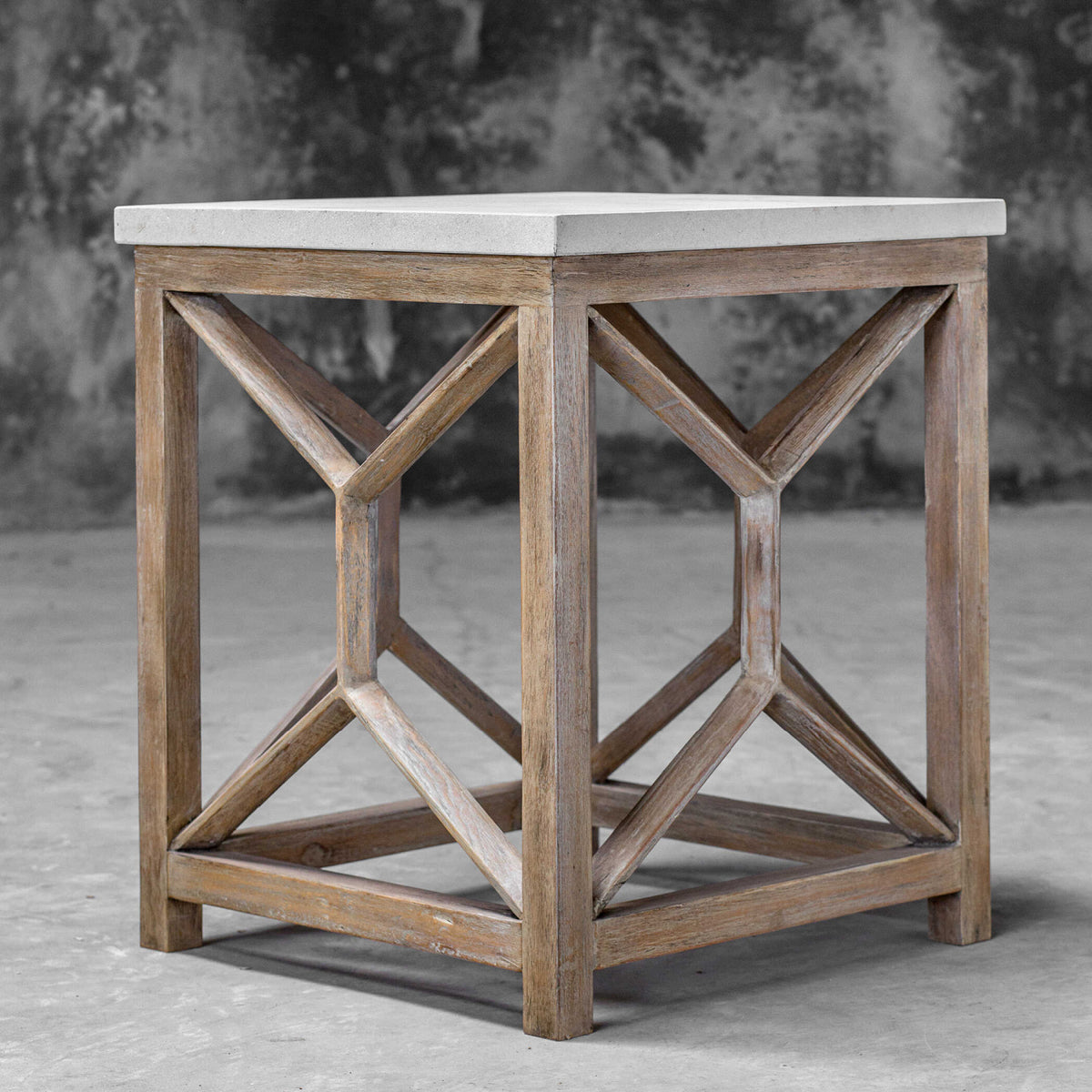 Modern European furniture - Natural Limestone Square Side Table - www.oroa.com