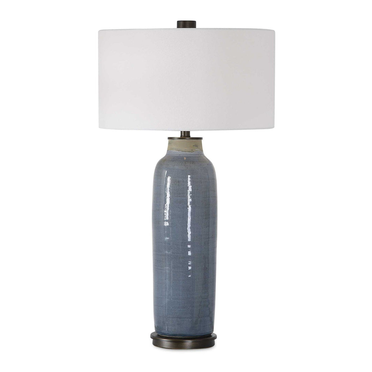 Modern European furniture - Distressed Blue Ceramic Table Lamp - www.oroa.com
