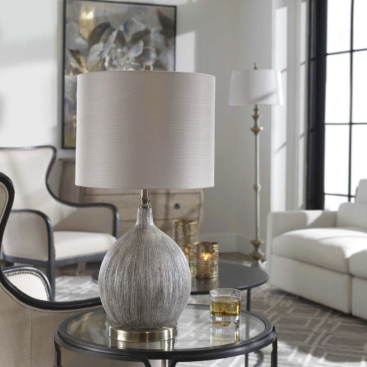 Gourd-Shaped Ceramic Table Lamp by Uttermost Hedera, alternate view 6