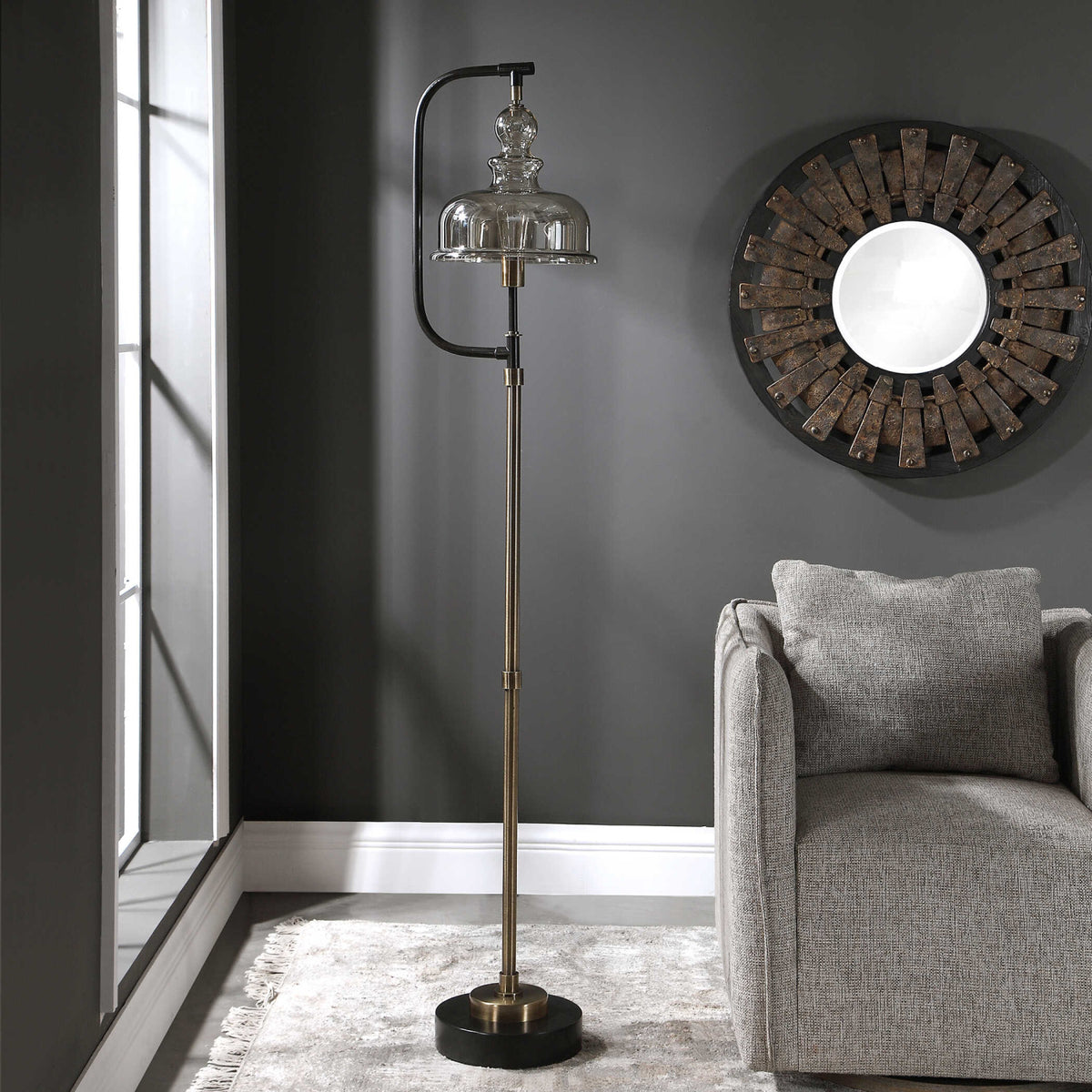 Modern European furniture - Amber Glass Shade Floor Lamp - www.oroa.com