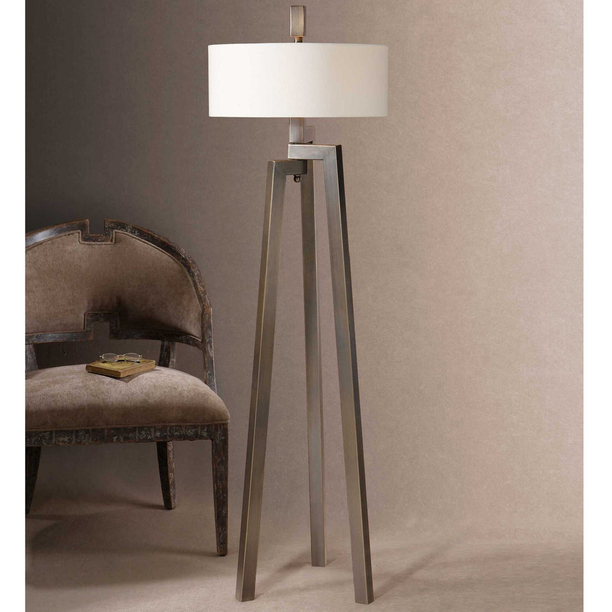 Modern European furniture - Brushed Bronze Tripod Floor Lamp - www.oroa.com