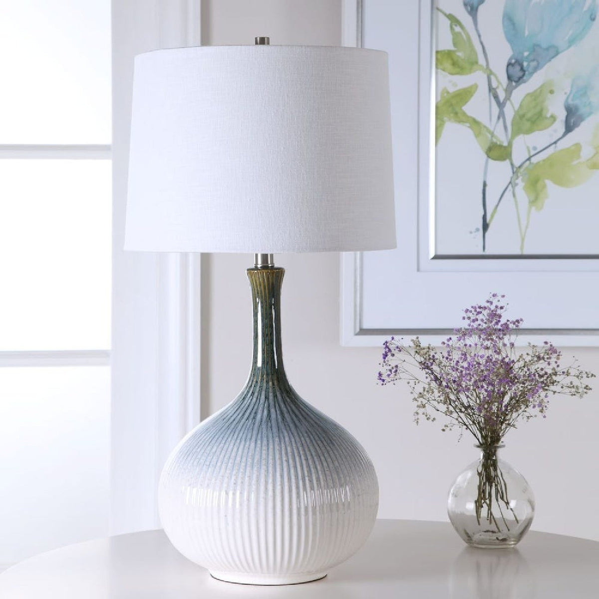 Modern European furniture - Fluted Gradient Ceramic Table Lamp by Uttermost Eichler - www.oroa.com