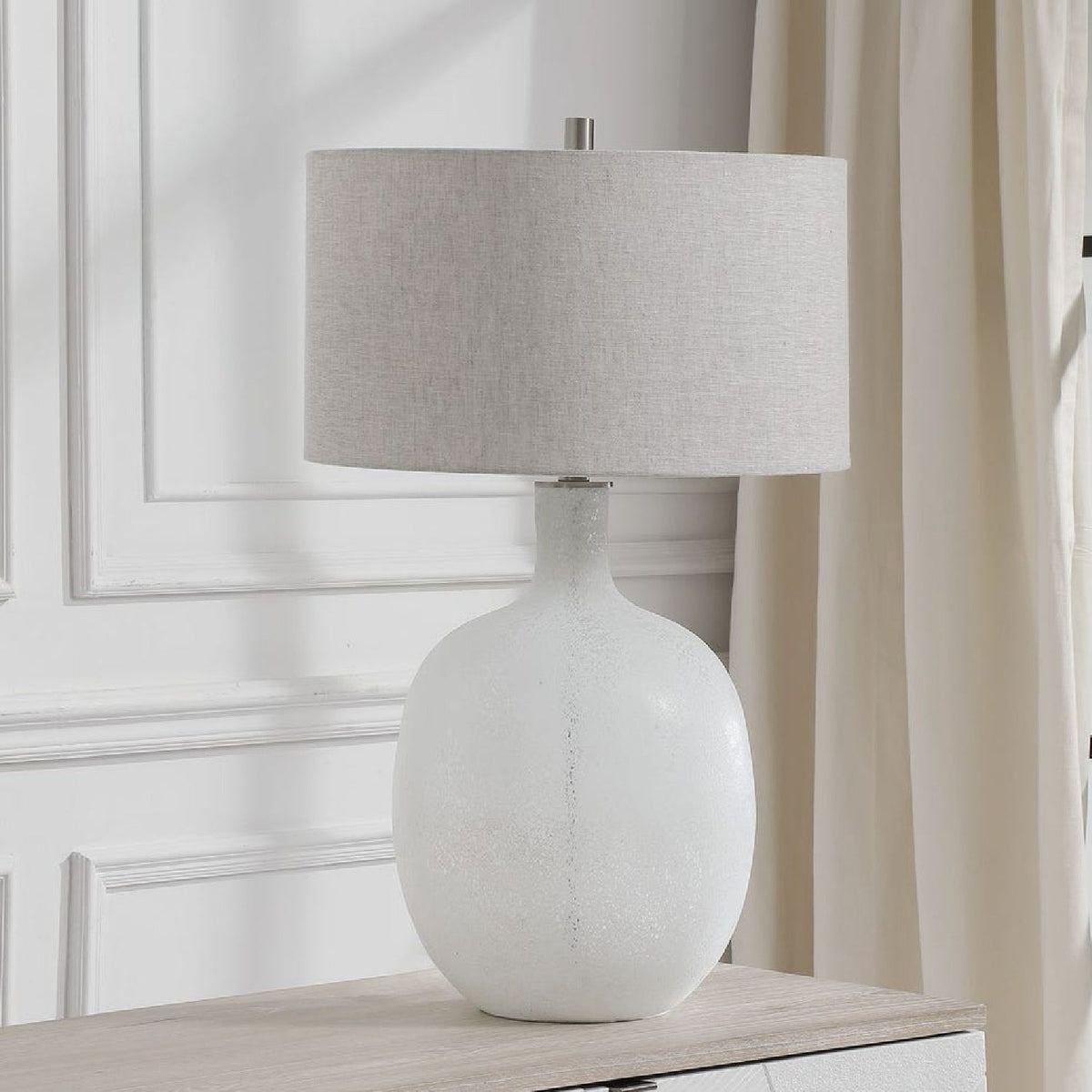 Modern European furniture - Mottled White Glass Table Lamp by Uttermost Whiteout - www.oroa.com