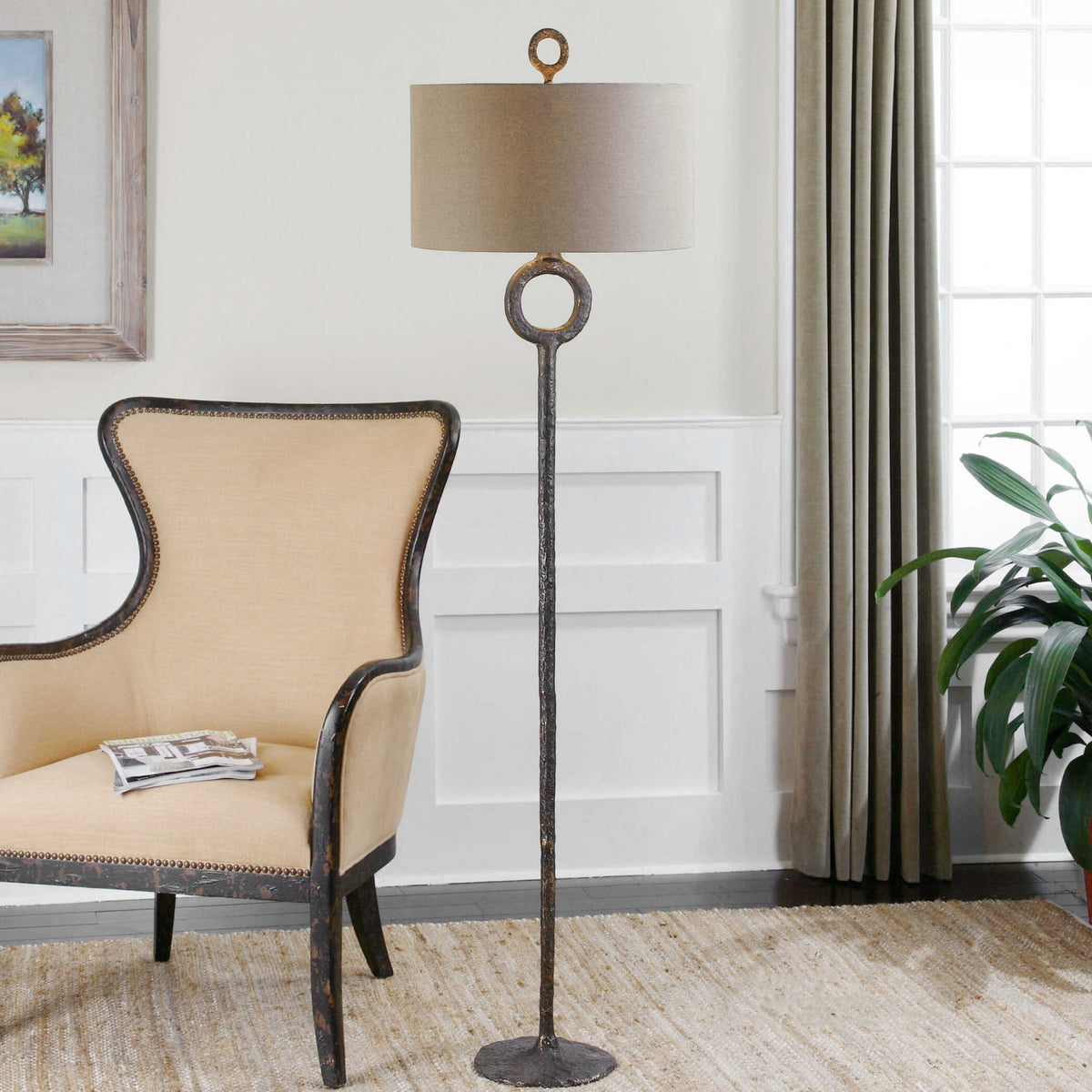 Modern European furniture - Aged Brown Iron Floor Lamp - www.oroa.com