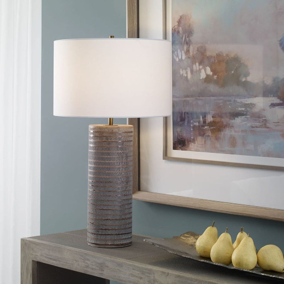 Modern European furniture - Frosted Gray Ceramic Table Lamp by Uttermost Monolith - www.oroa.com