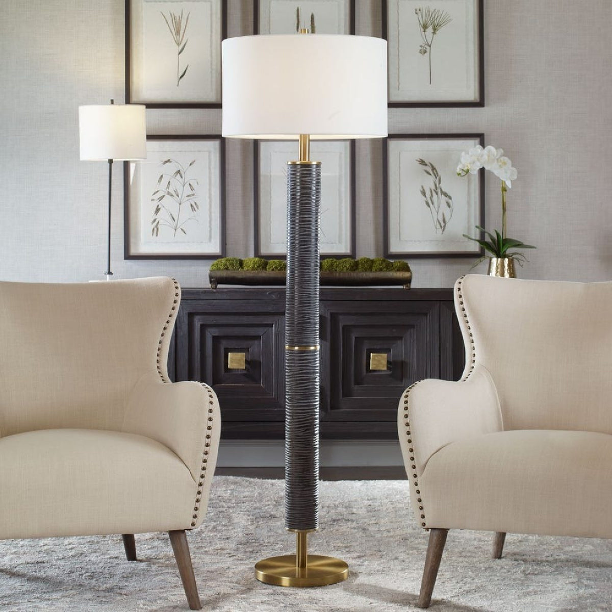 Carved Black Iron Floor Lamp | Uttermost Summit - www.oroa.com