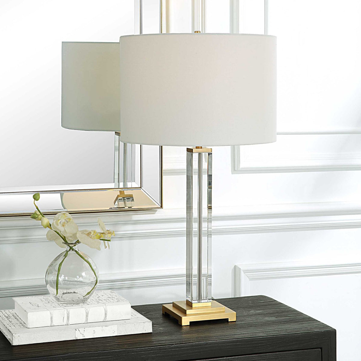 Square Column Base Table Lamp by Uttermost Crystal, alternate view 2