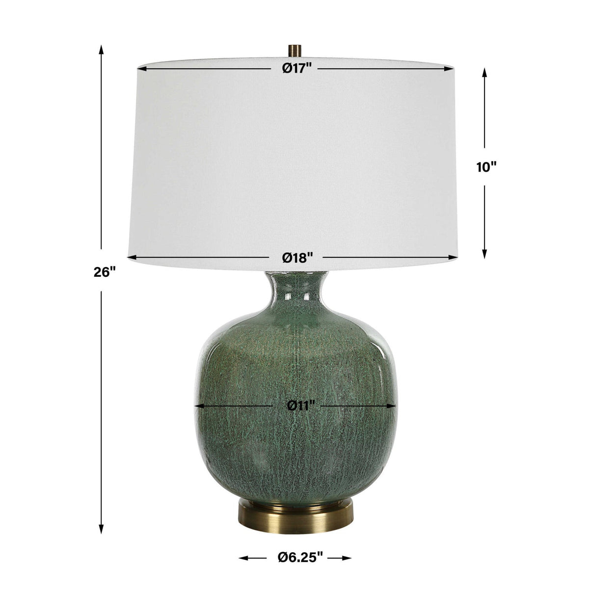Aged Green Glass Table Lamp by Uttermost Nataly, alternate view 8