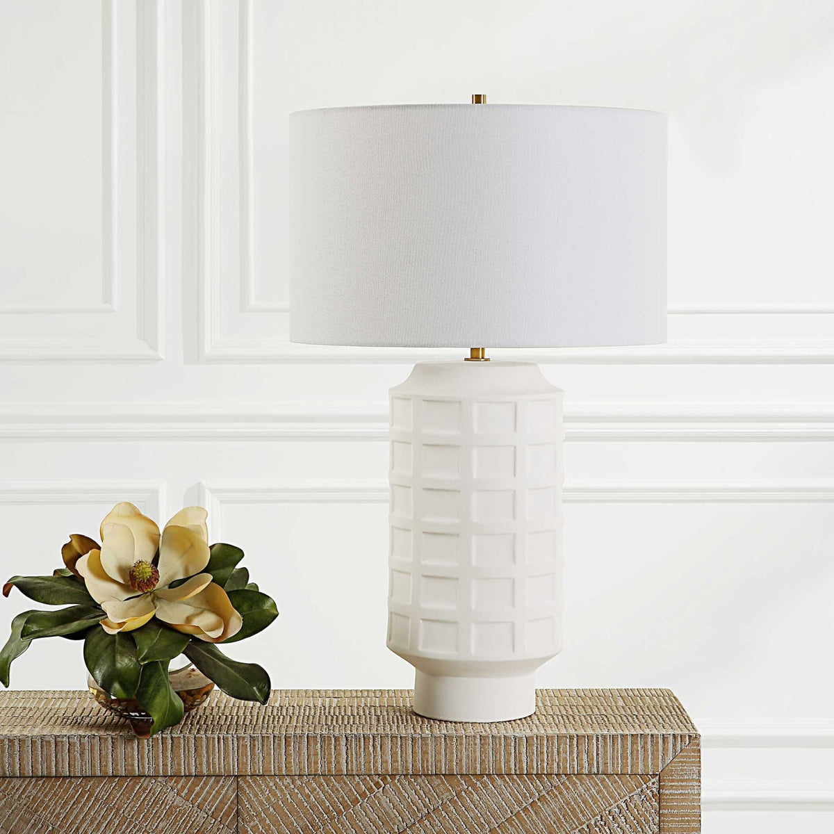 Modern European furniture - Embossed Tiles Ceramic Table Lamp by Uttermost Window Pane - www.oroa.com