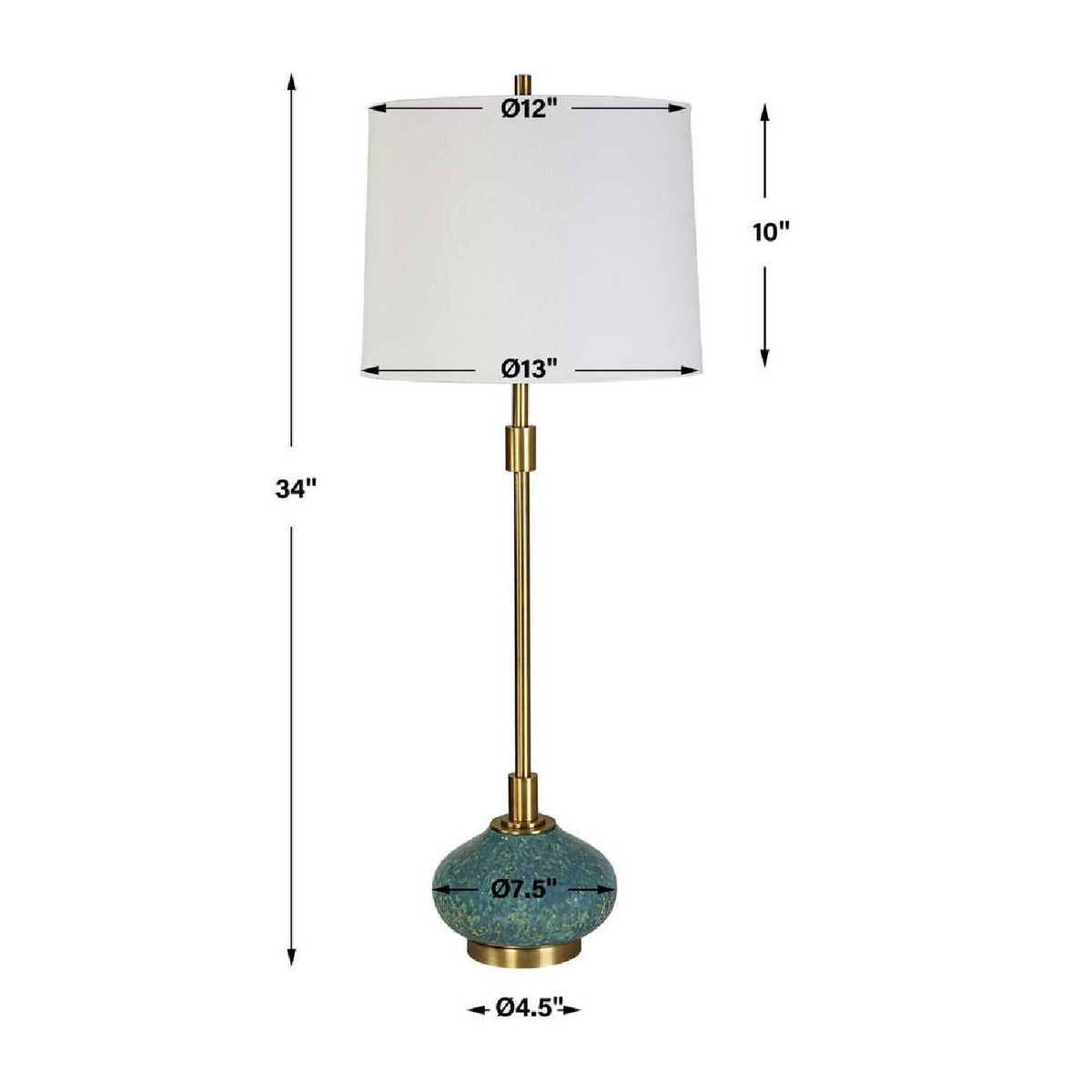 Blue Glazed Ceramic Buffet Lamp by Uttermost Kaimana, alternate view 4