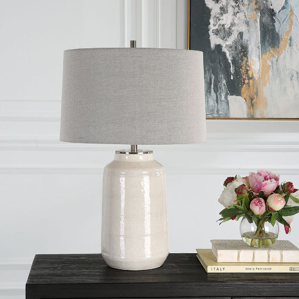 Crackled Glazed Ceramic Table Lamp by Uttermost Odawa, alternate view 4
