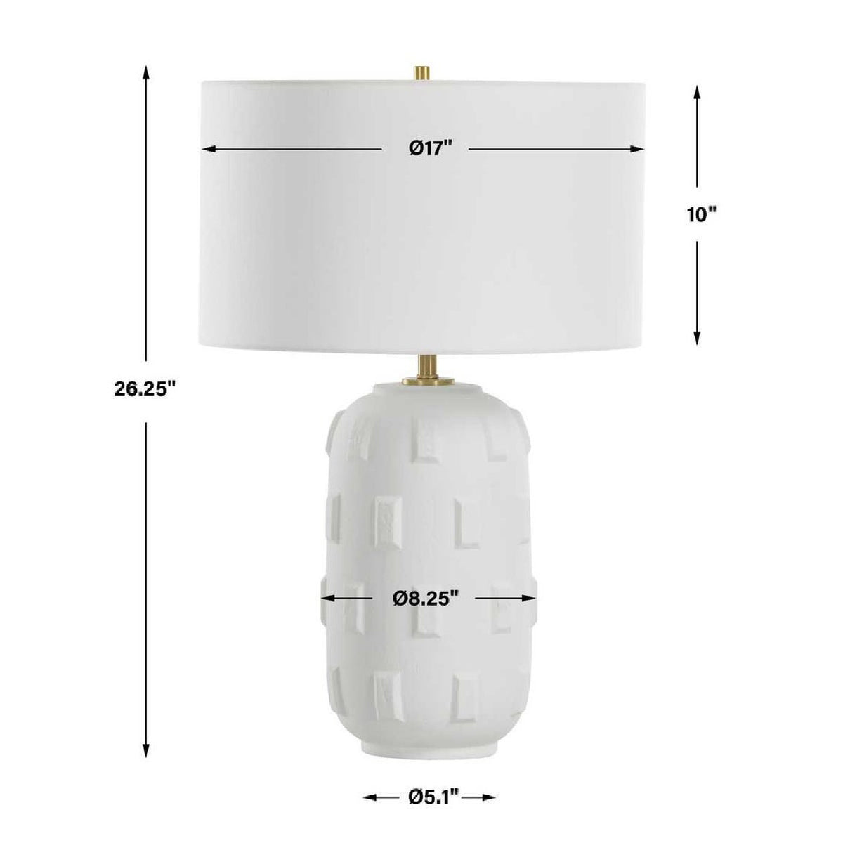 White Glazed Porcelain Table Lamp by Uttermost Emerie, alternate view 4