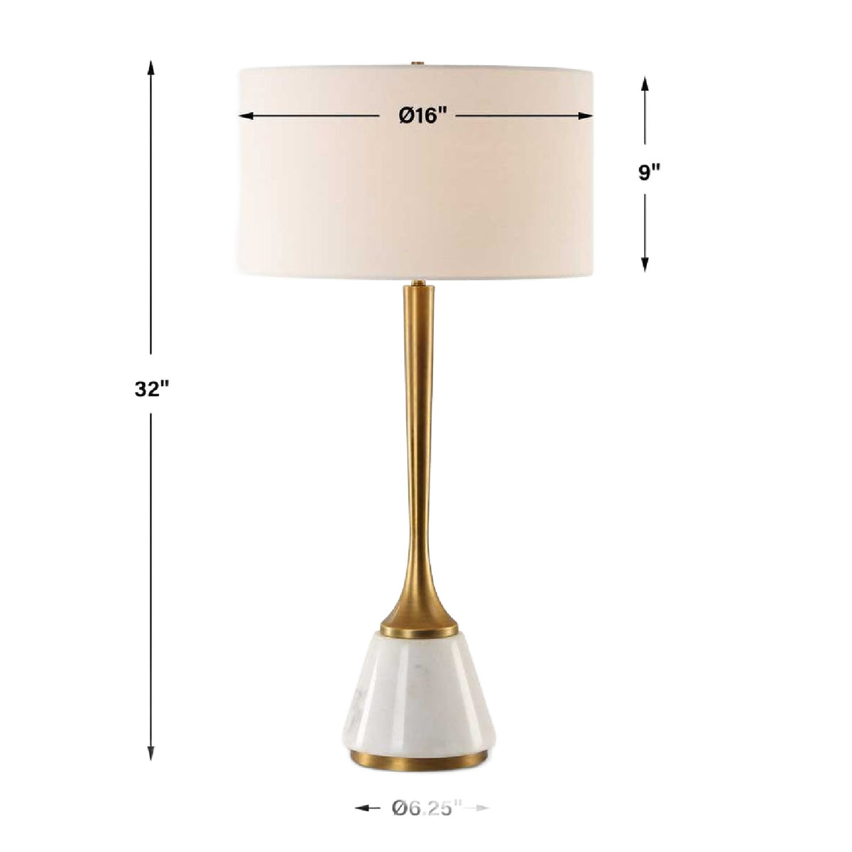 White Marble & Brass Table Lamp by Uttermost Avola, alternate view 5