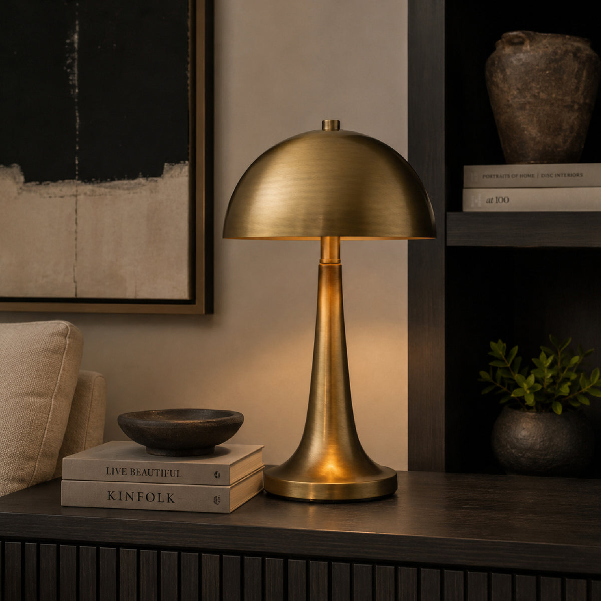 Modern European furniture - Antique Brass Dome Accent Lamp - www.oroa.com