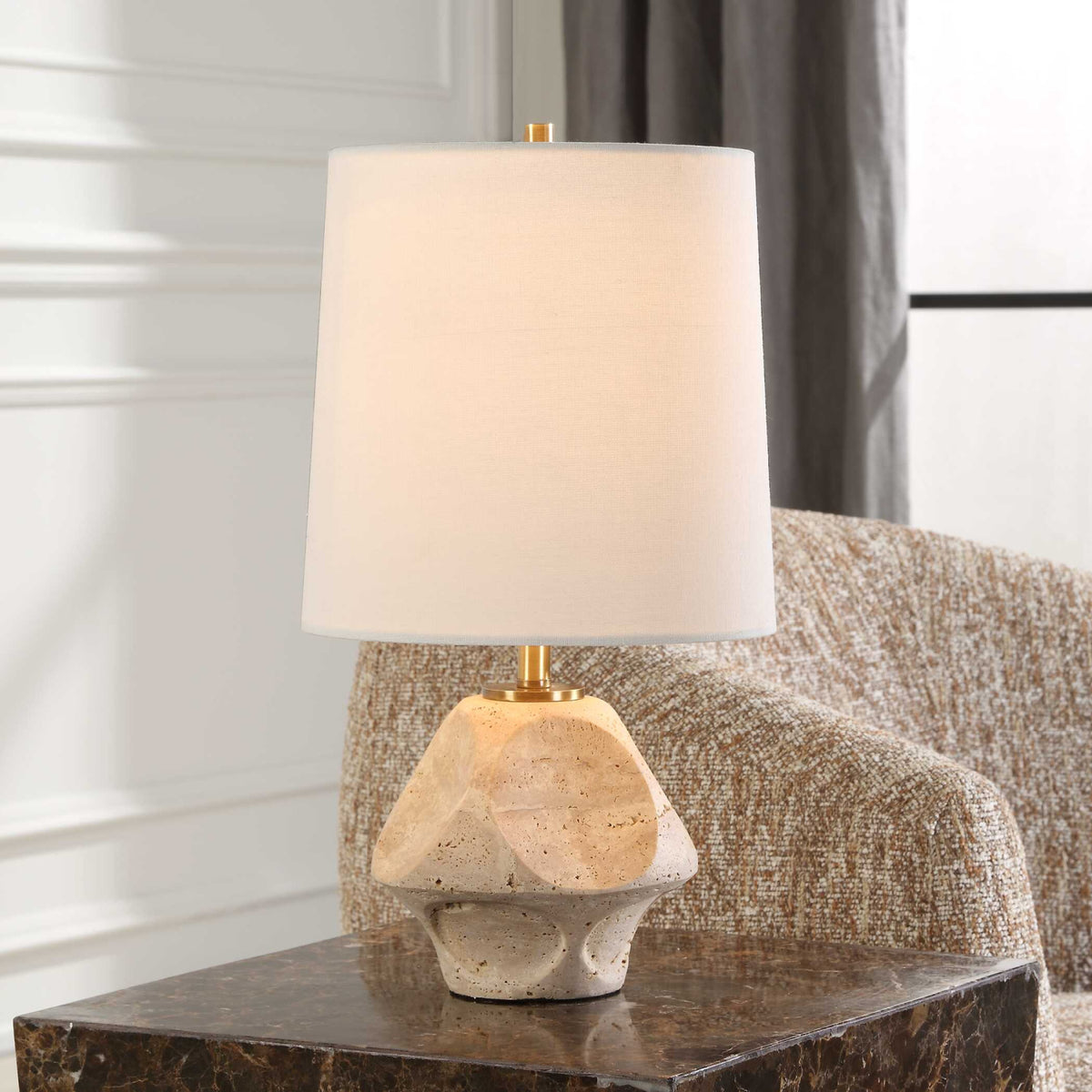 Carved Travertine Accent Lamp | Uttermost Indent