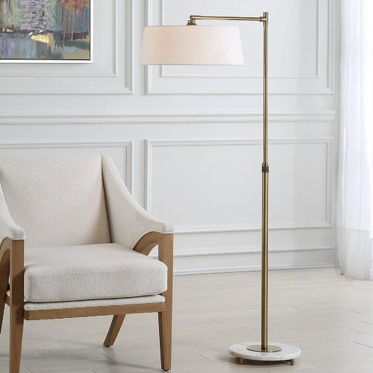 Brushed Brass Adjustable Floor Lamp by Uttermost Branch Out, alternate view 9