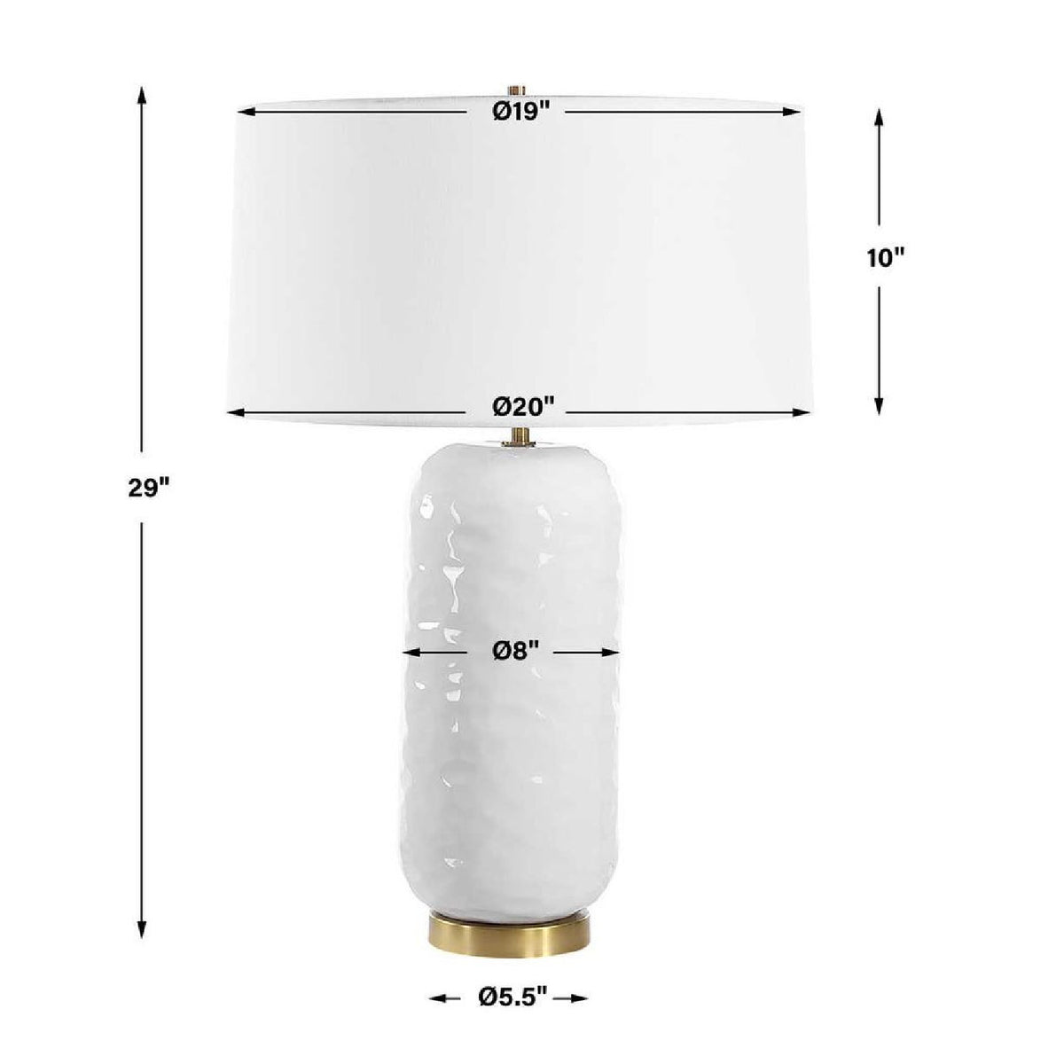 White Linen Drum Table Lamp by Uttermost Iona, alternate view 4