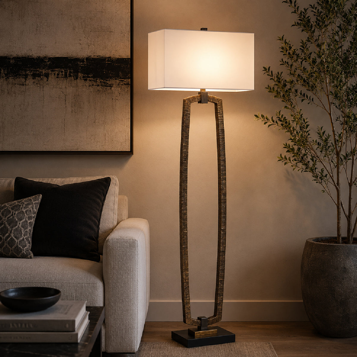 Modern European furniture - Carved Antique Gold Floor Lamp - www.oroa.com