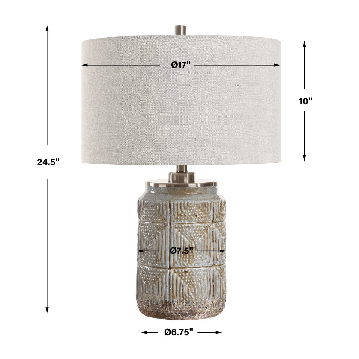 Modern European furniture - Etched Gray Ceramic Table Lamp by Uttermost Graydon - www.oroa.com