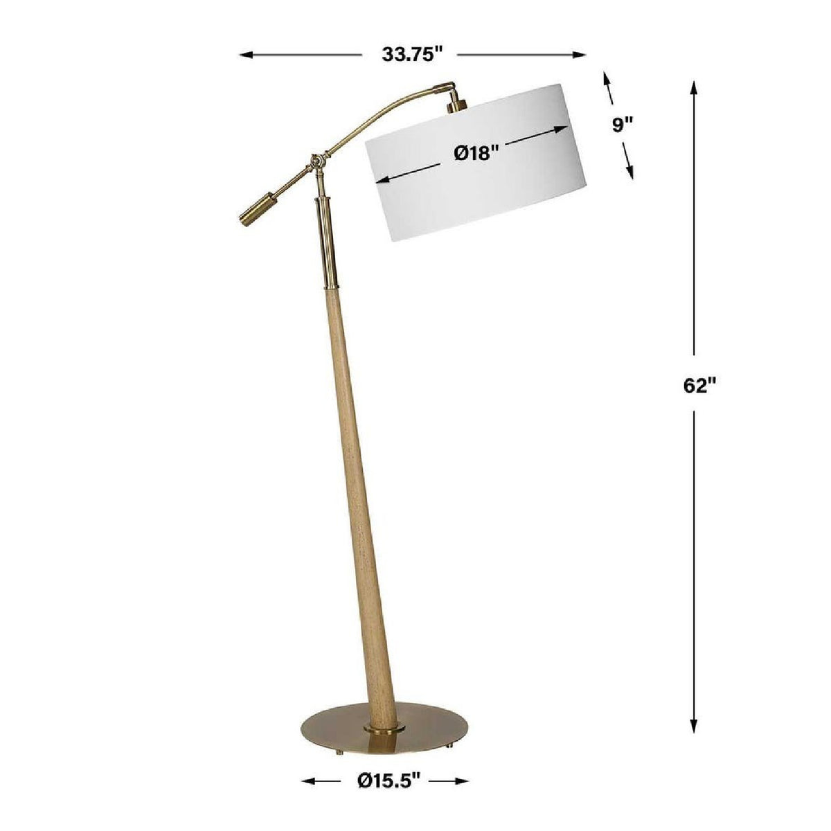 Wooden Tapered Adjustable Floor Lamp by Uttermost Kennett, alternate view 4