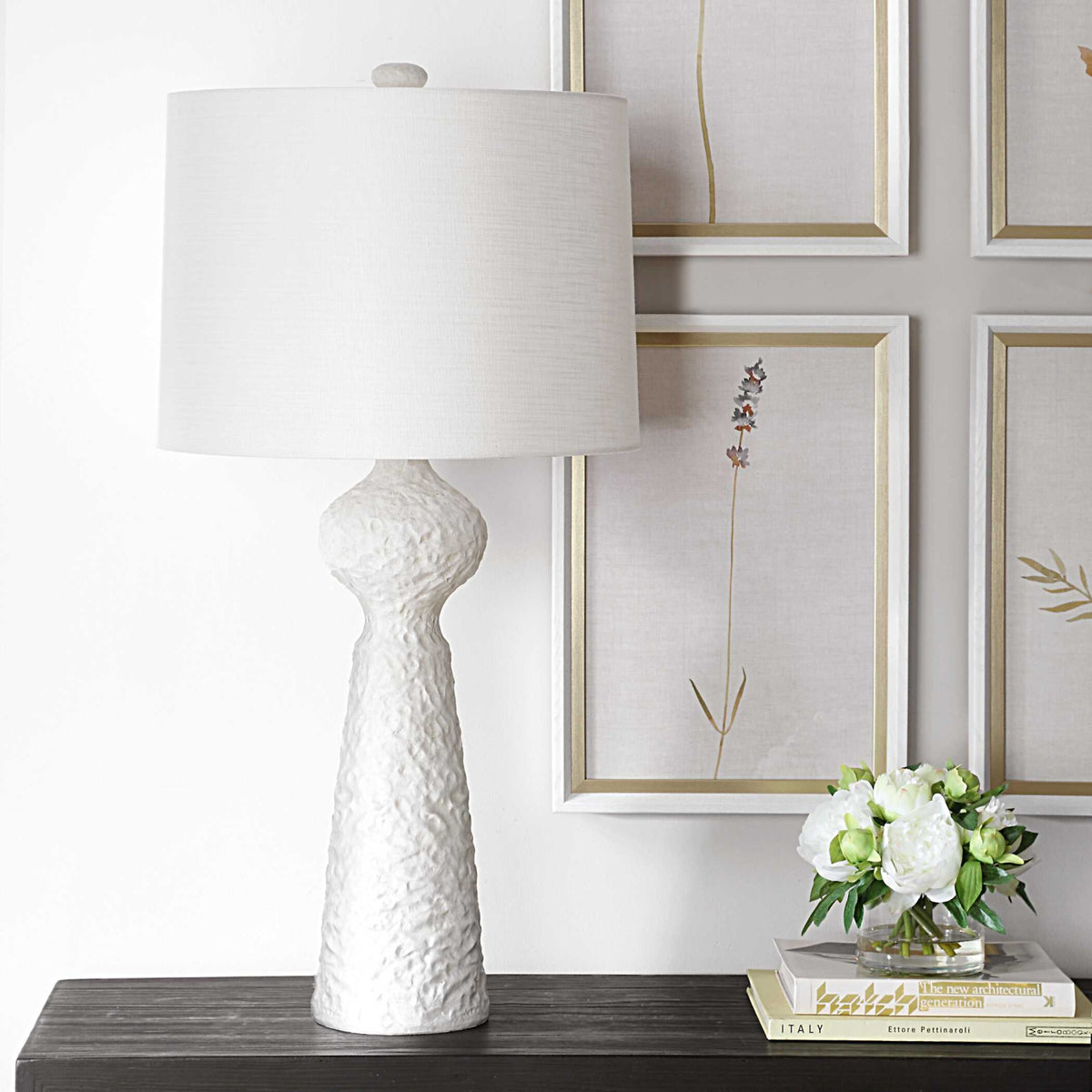 White Coarse Ceramic Table Lamp by Uttermost Sonata, alternate view 7