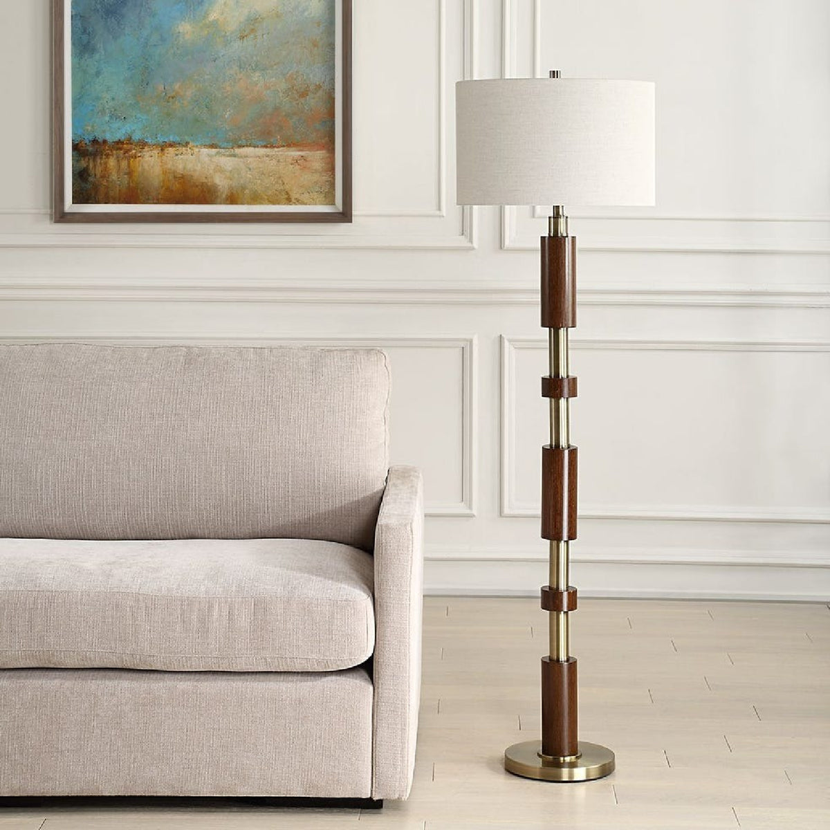 Wooden Cylinders Floor Lamp | Uttermost Stacked - www.oroa.com