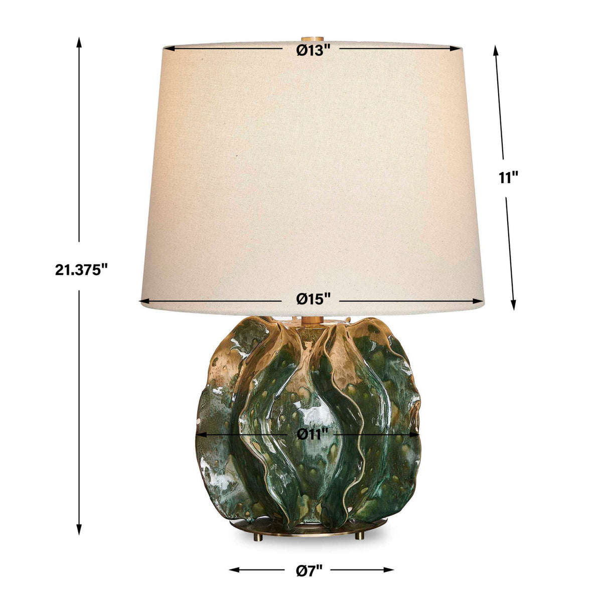 Modern European furniture - Green Ruffled Ceramic Table Lamp - www.oroa.com