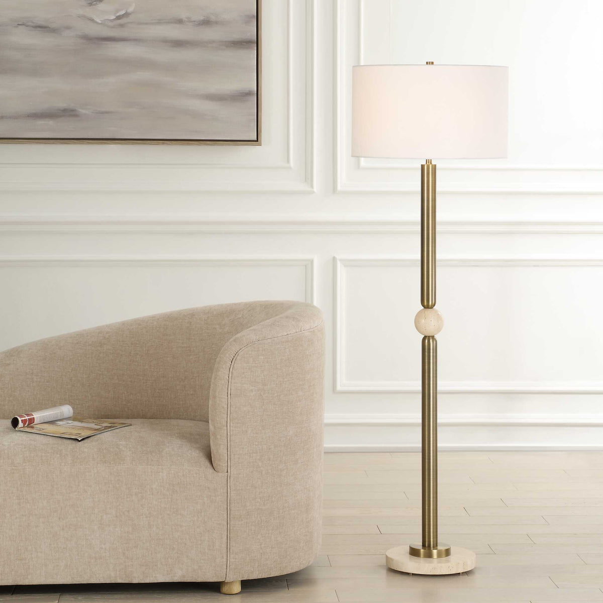 Modern European furniture - Gold Plated Steel Floor Lamp - www.oroa.com