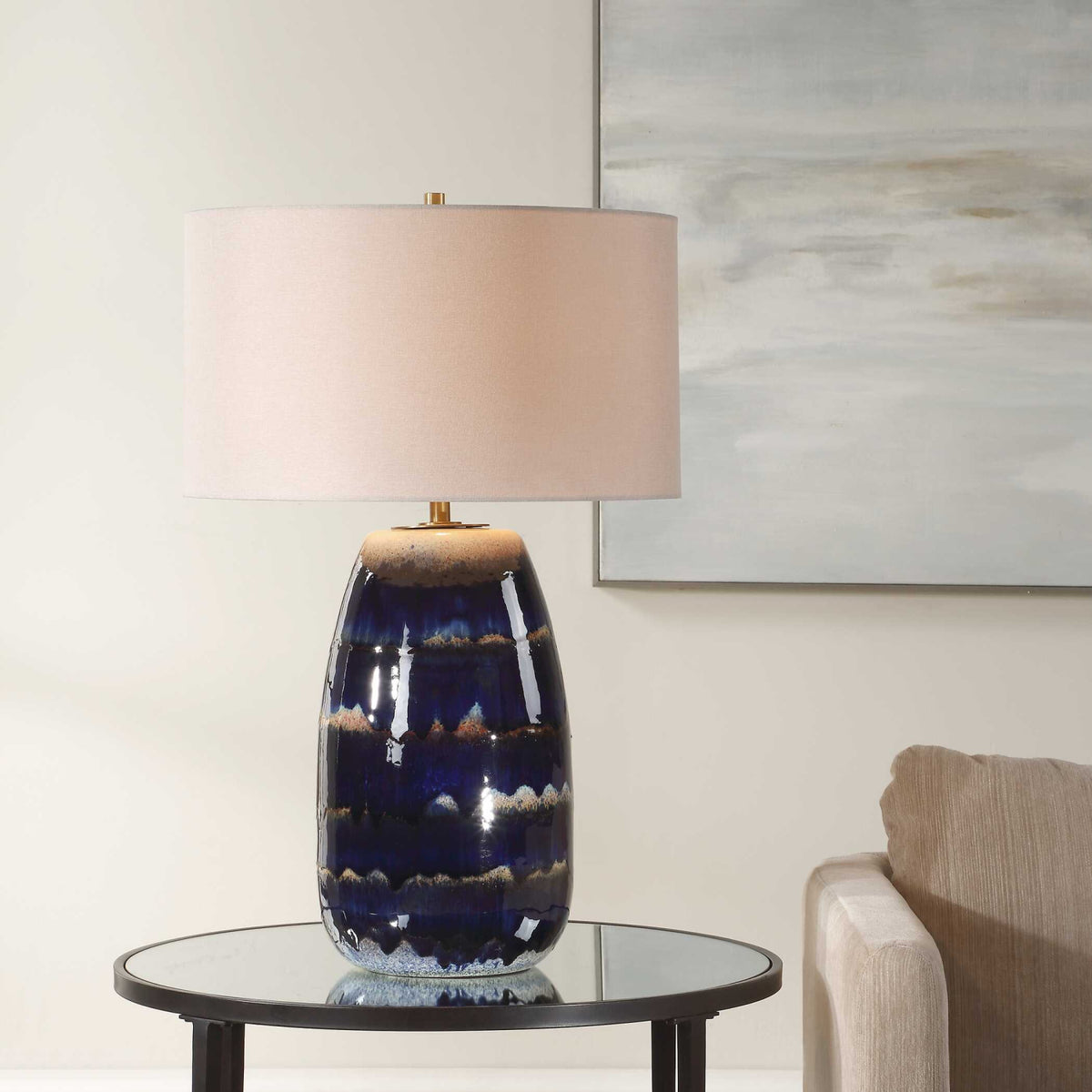 Blue Dripped Ceramic Table Lamp by Uttermost Orleans, alternate view 2