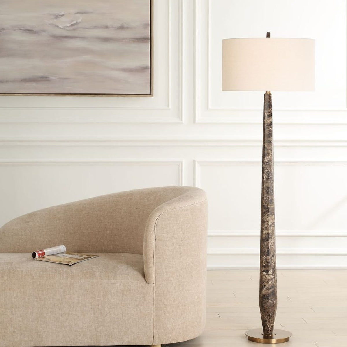 Emperador Brown Marble Floor Lamp by Uttermost Tyree, alternate view 6