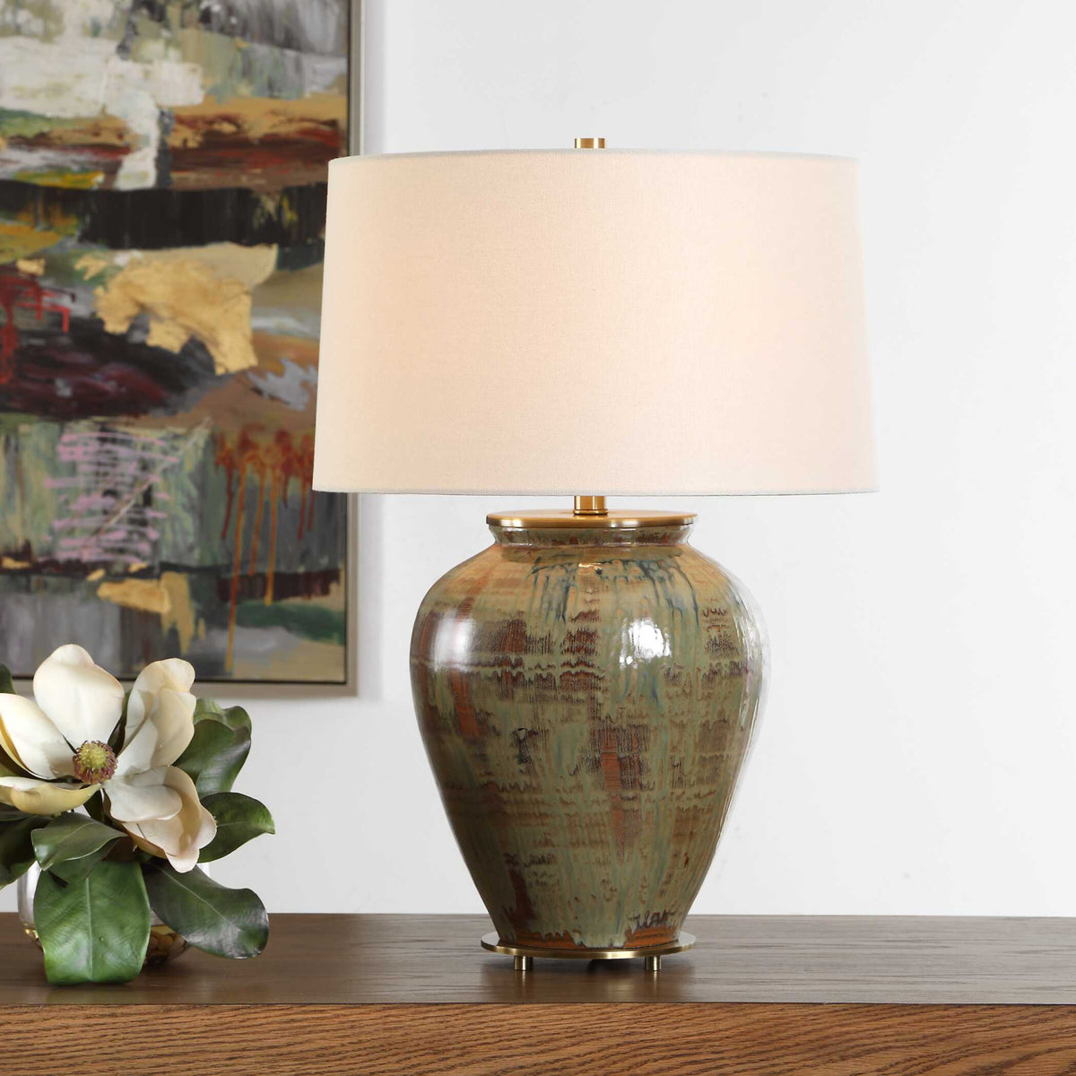 Modern European furniture - Earth-Toned Ceramic Table Lamp - www.oroa.com