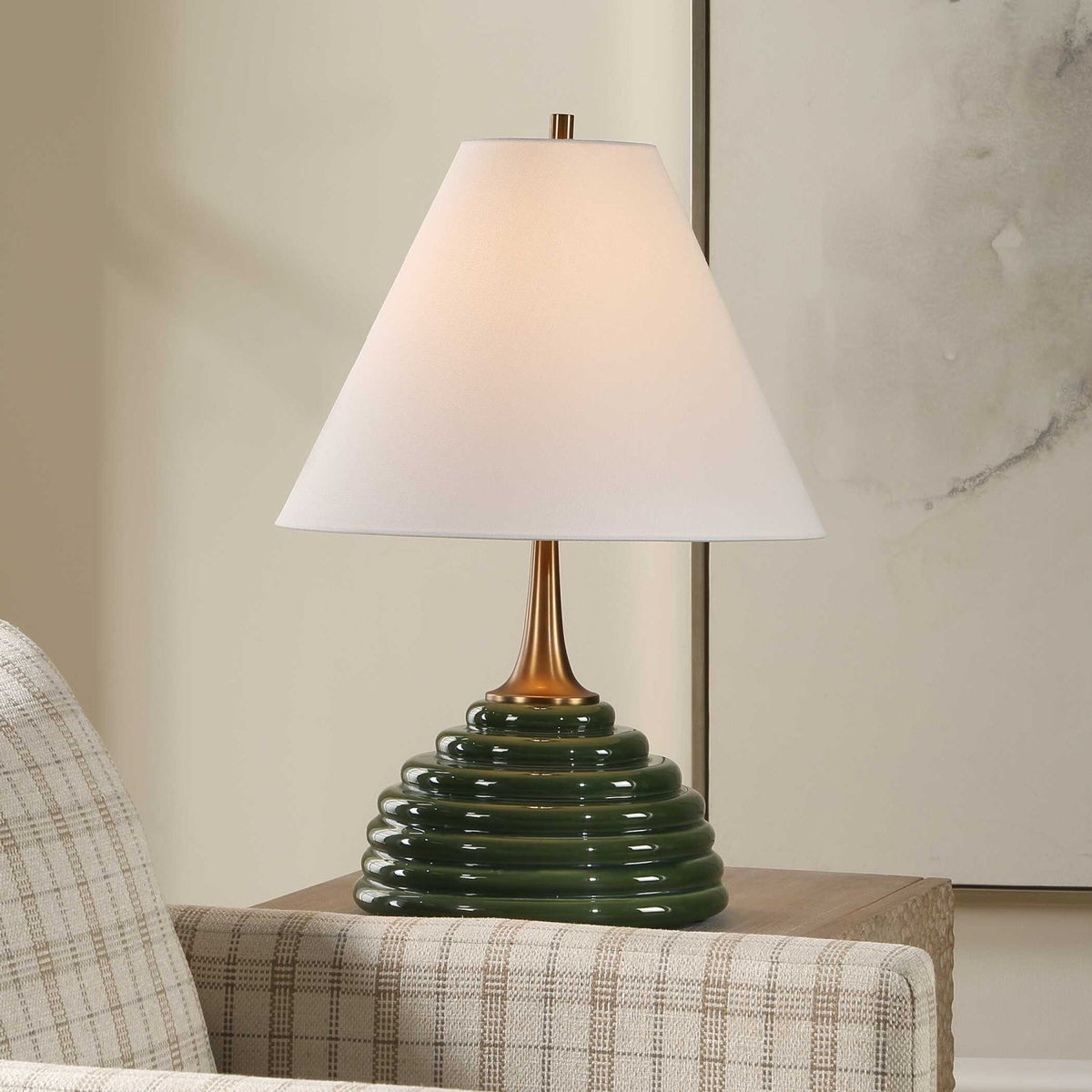 Modern European furniture - Ribbed Green Ceramic Table Lamp by Uttermost McKay - www.oroa.com