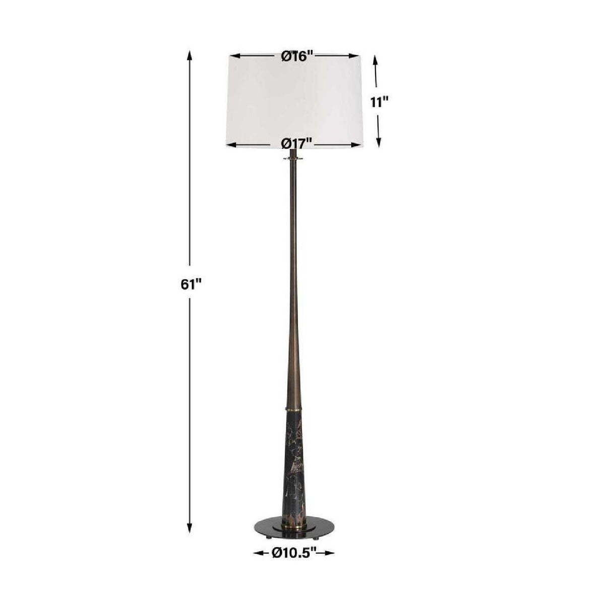 Black Marble Base Floor Lamp by Uttermost Tallarico, alternate view 3