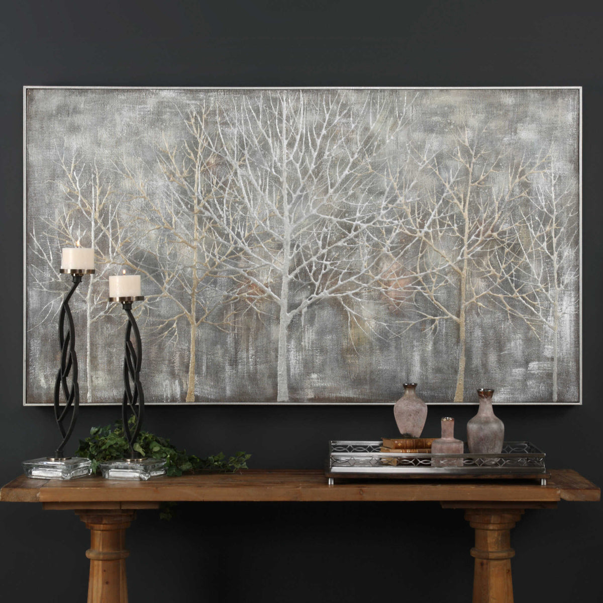 Modern European furniture - Silver Toned Woodland Artwork - www.oroa.com