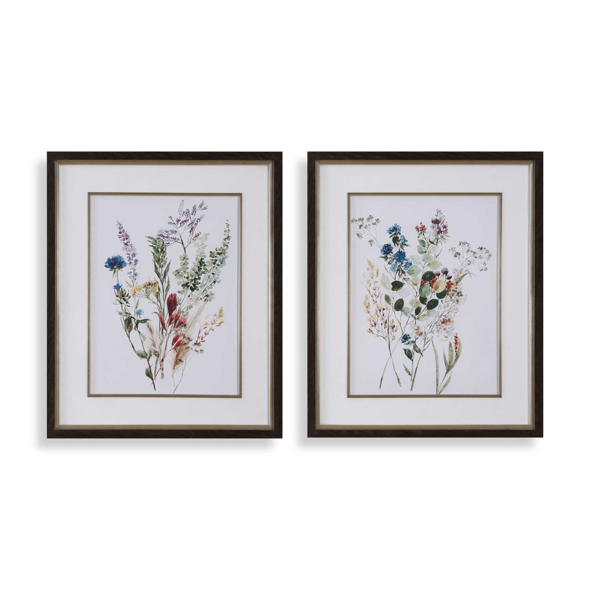 Floral Watercolor Style Art Prints (2) | Uttermost Delicate Flowers