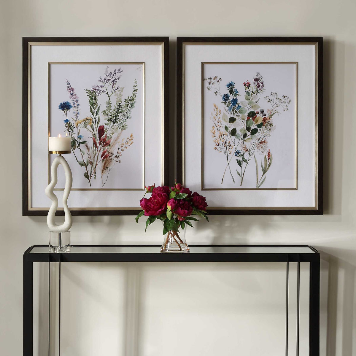 Floral Watercolor Style Art Prints (2) | Uttermost Delicate Flowers