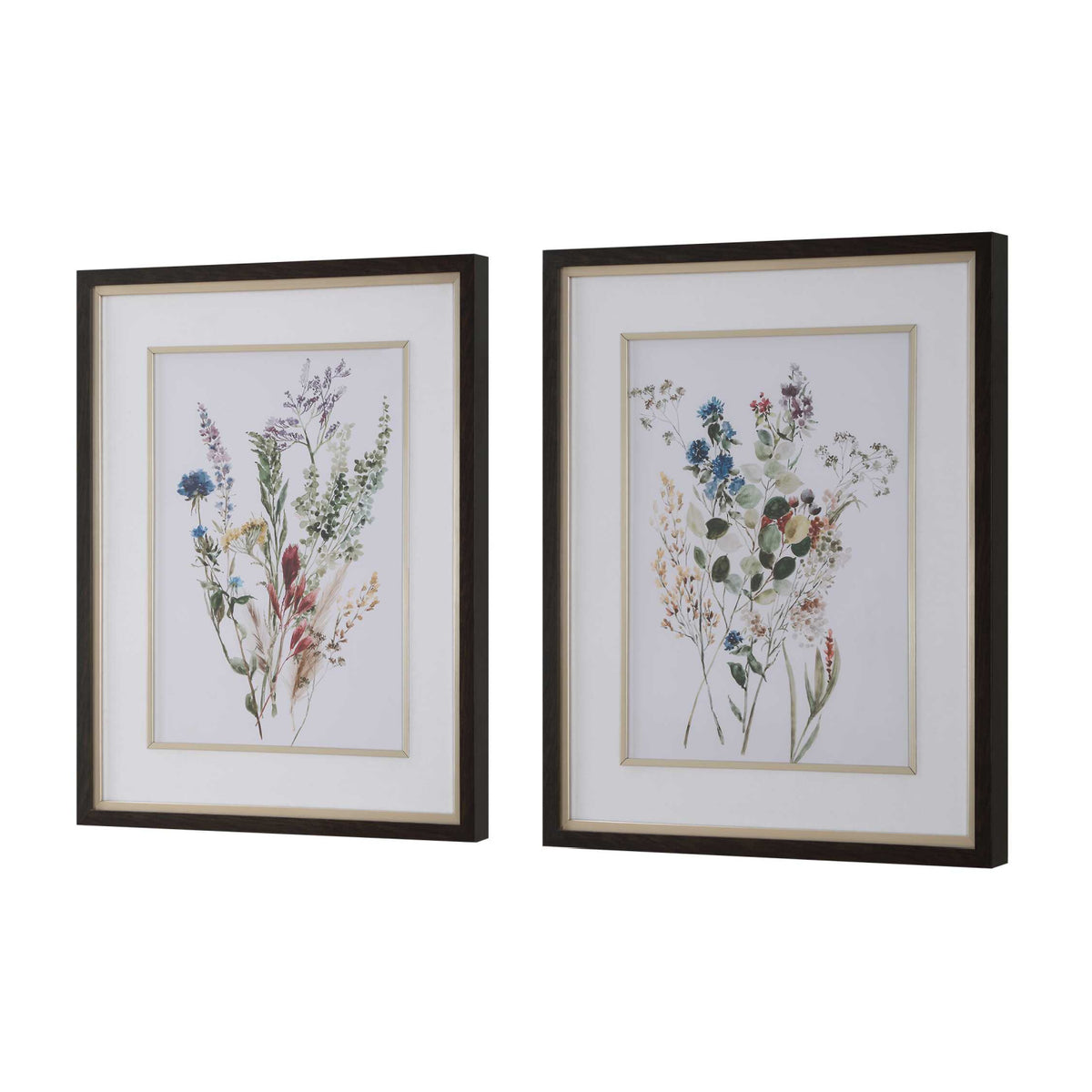 Floral Watercolor Style Art Prints (2) | Uttermost Delicate Flowers
