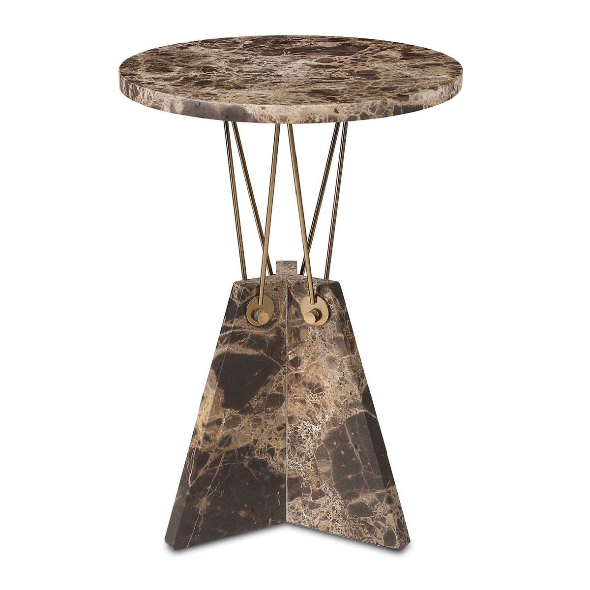 Modern European furniture - Brown Marble Geometric Accent Table - www.oroa.com