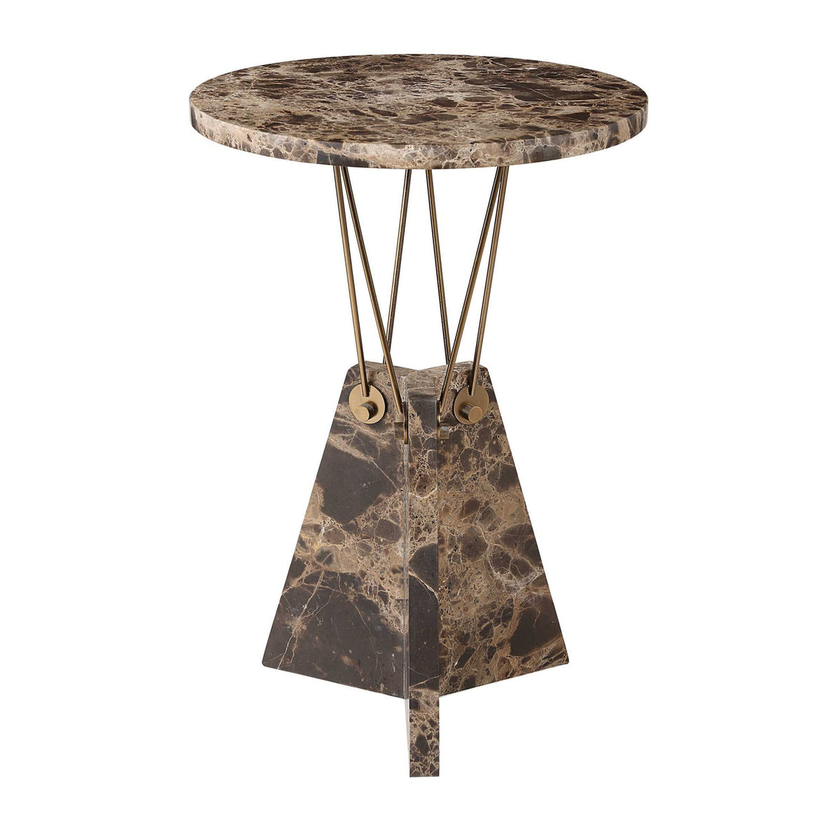 Modern European furniture - Brown Marble Geometric Accent Table - www.oroa.com