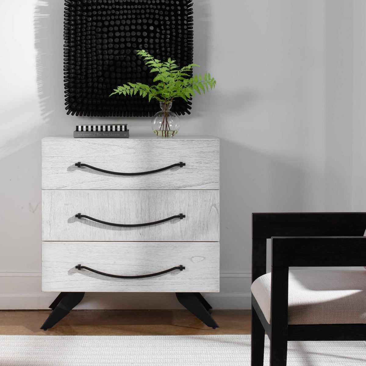 White Wooden 3-Drawer Chest by Uttermost Vivi, alternate view 2