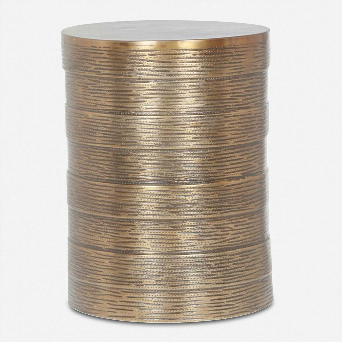 Modern European furniture - Cylindrical Antique Brass Side Table - www.oroa.com