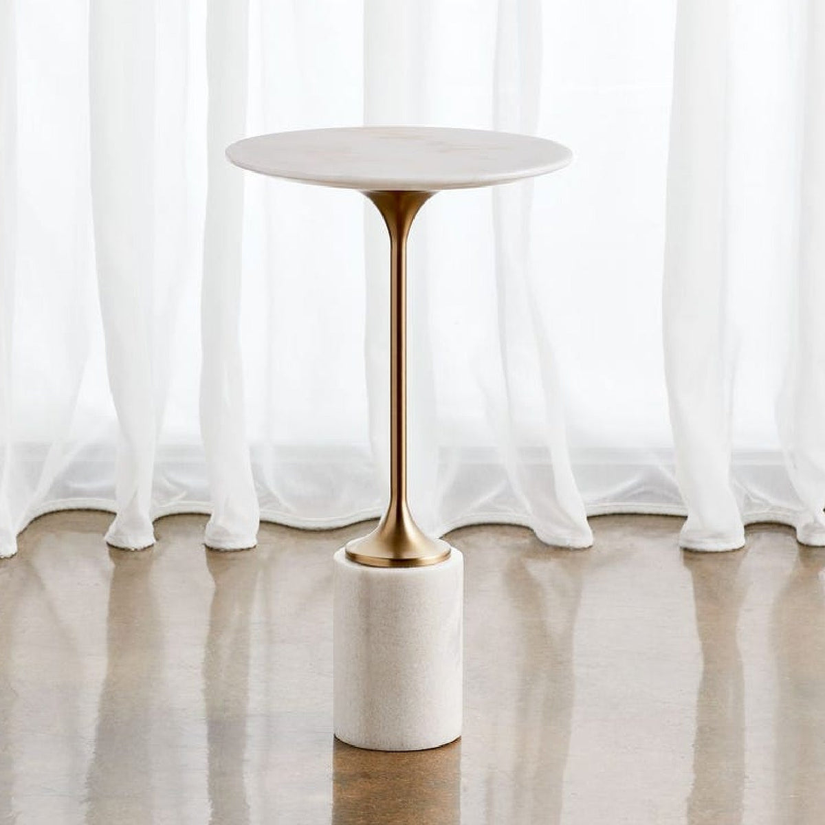 Travertine Round Accent Table by Uttermost Malya, alternate view 7