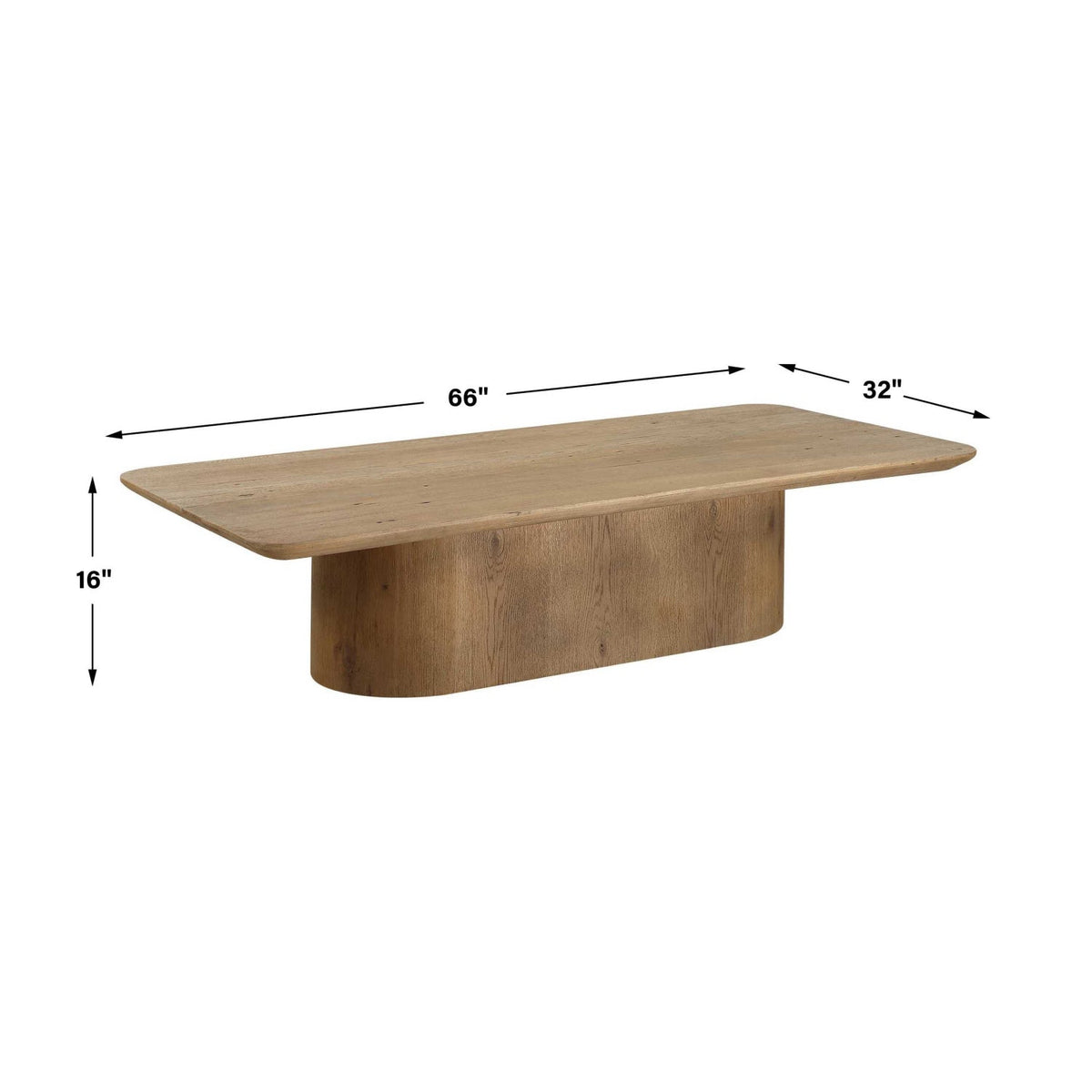 Solid Oak Minimalist Coffee Table by Uttermost Camerlin, alternate view 9