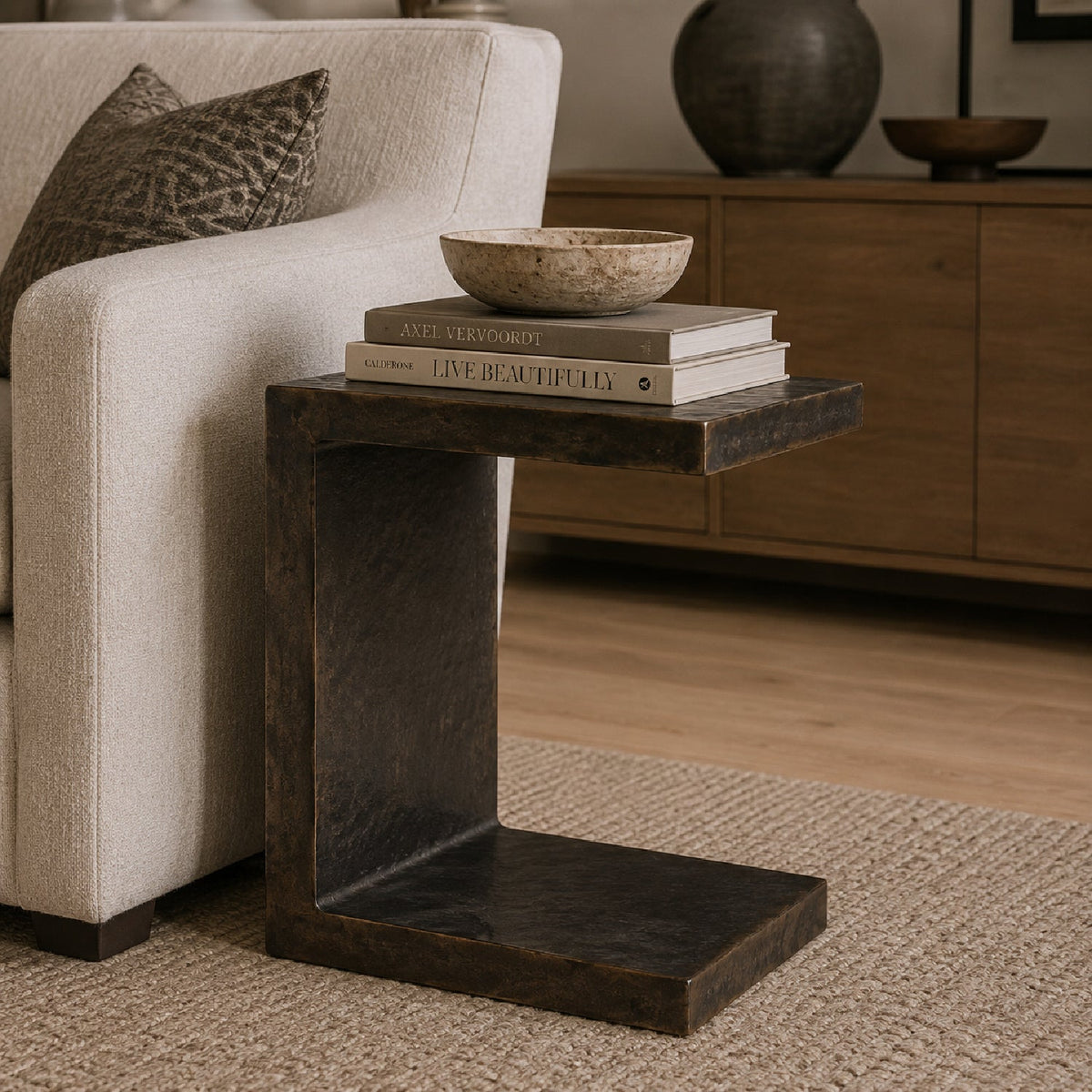 Modern European furniture - Golden Bronze Indoor/Outdoor Side Table - www.oroa.com