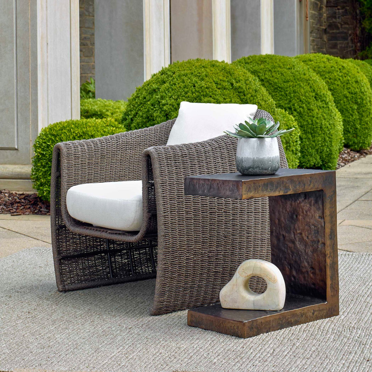 Modern European furniture - Golden Bronze Indoor/Outdoor Side Table - www.oroa.com