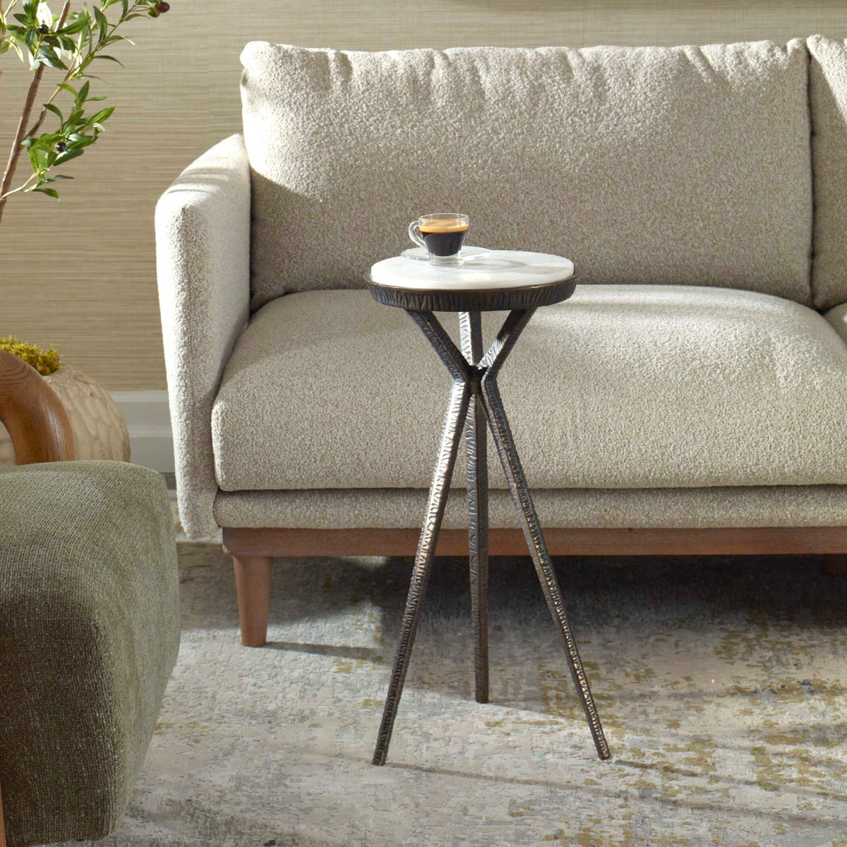 Modern European furniture - Chiseled Bronze Tripod Accent Table - www.oroa.com