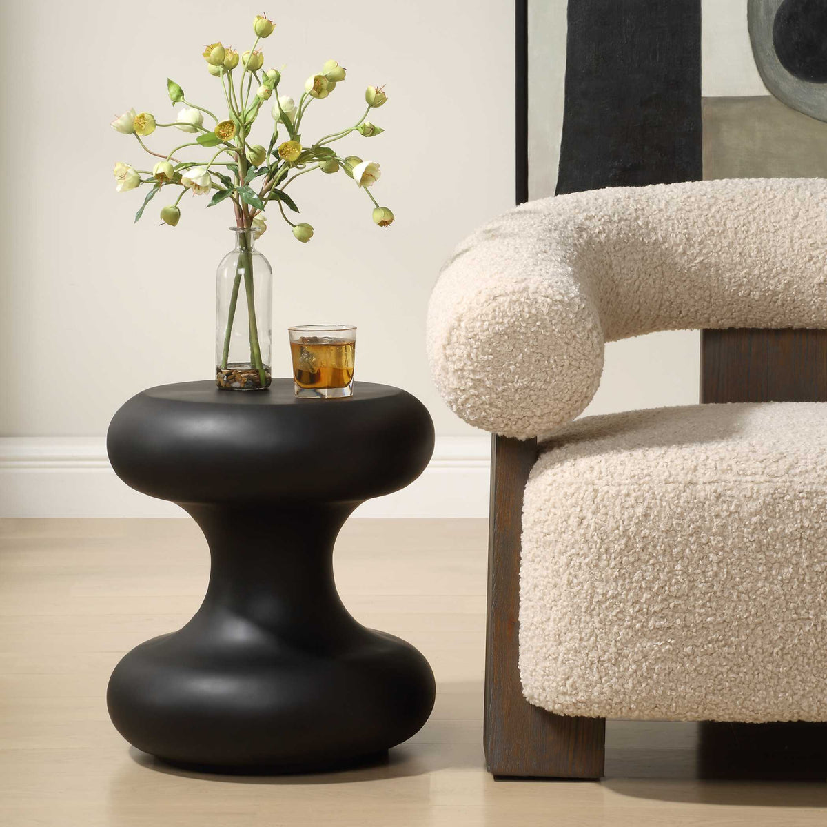 Modern European furniture - Black Hourglass Indoor/Outdoor Accent Tablee - www.oroa.com